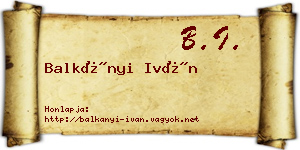 Balkányi Iván névjegykártya